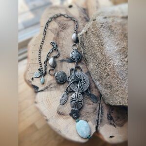 Artisan Indie Charm Chunky Statement Necklace 21” Adjustable NWT